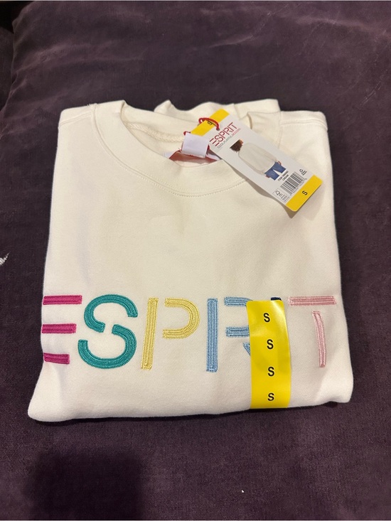 Esprit Tops - NWT Esprit Sweatshirt Cream with Embroidered Multicolor Logo S